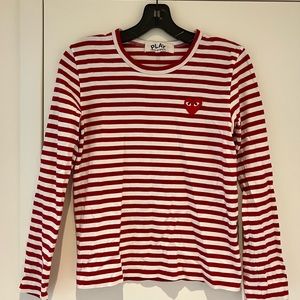 Comme des Garcons Play Red and White Stripped Long Sleeve Shirt